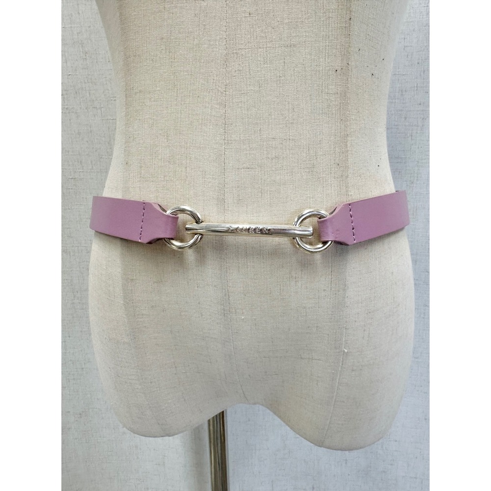 Lauren Ralph Lauren Italian Leather Purple Metal Bar Belt Adjustable L/XL Preppy